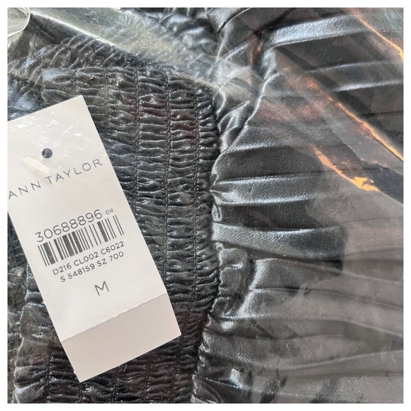 Ann Taylor Shimmer Pleated Smocked Back Slit Dress M - Picture 9 of 12